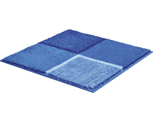 Blauer Badteppich mit quadratischem Muster