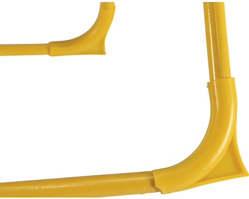 Detailansicht eines gelben Geräteständers