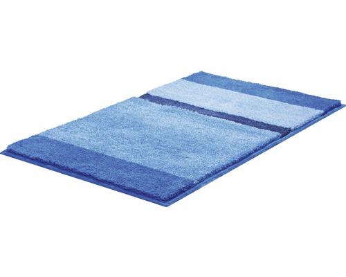 Blauer Badteppich mit Streifenmuster