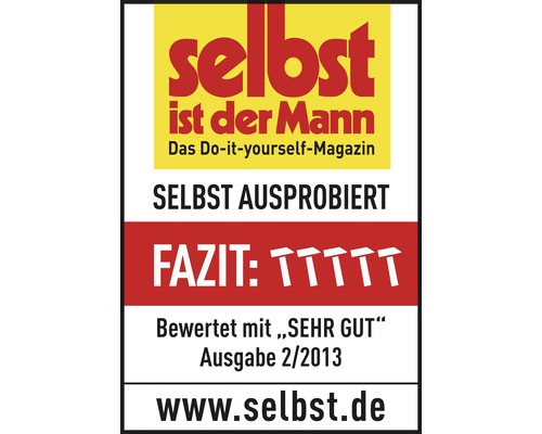 Selbst ist der Mann Logo. Do it yourself Magazin. Getestet und bewertet mit sehr gut, Ausgabe 2/2013.