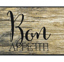 Fußmatte mit dem Schriftzug Bon Appetit und Holzoptik