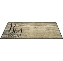 Fußmatte mit Holzoptik und dem Schriftzug Bon Appetit