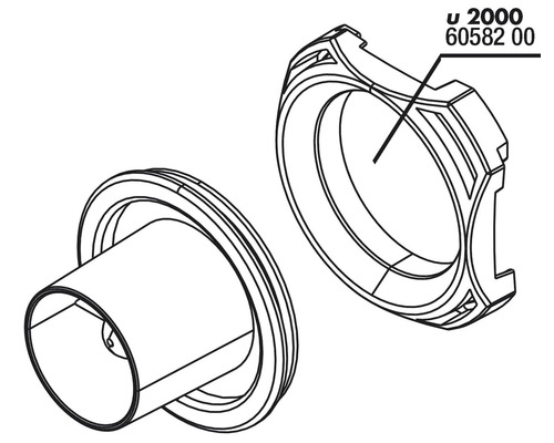 Rohrverbinder für Sanitäranwendungen, bestehend aus zwei Teilen