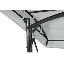 Detailansicht eines Sonnenschirms mit Gestell und Mechanismus