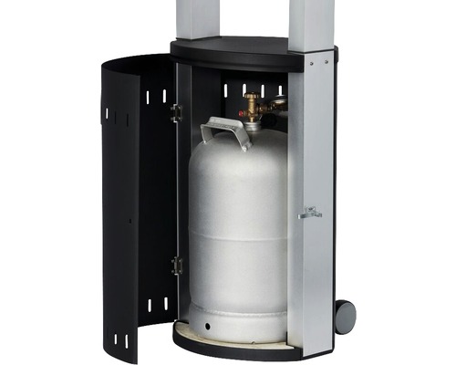 Gasflasche im Gehäuse eines Heizstrahlers