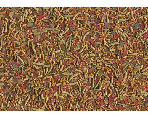 Nahaufnahme von Fischfutterflocken und -sticks