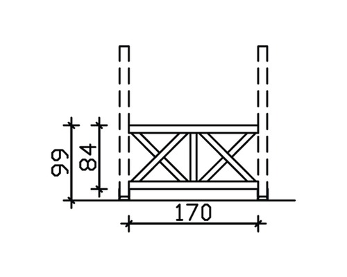 Technische Zeichnung eines Pflanztisches mit Maßangaben.