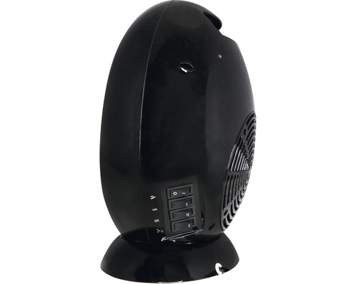 Schwarzer Heizlüfter mit Schaltern zur Steuerung