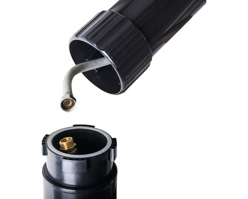 Detailaufnahme eines Wasserfilters mit Schlauchanschluss