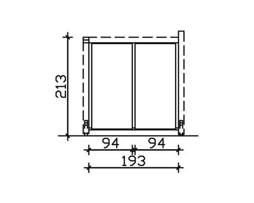 Technische Zeichnung eines Schranks mit Breiten- und Höhenangaben