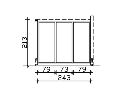 Technische Zeichnung eines Regals mit Maßen
