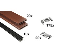 Terrassendielen aus WPC und Befestigungsclips aus Metall