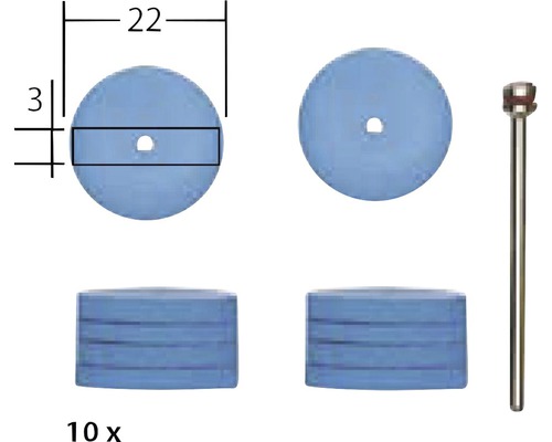 Schleifscheiben Set, 10 Stück, mit Aufspanndorn