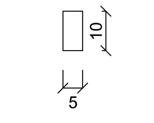 Technische Zeichnung mit Maßangaben zehn und fünf