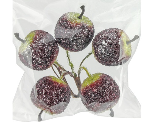 Dekorative Äpfel am Zweig im transparenten Beutel