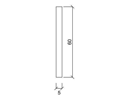 Technische Zeichnung eines Werkstücks mit den Maßen 60 mal 5 Millimeter