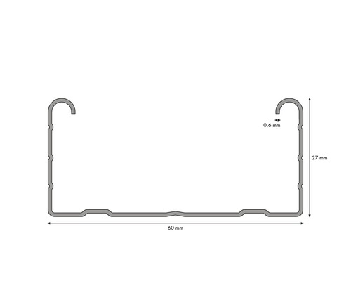 Aluminiumprofil mit den Maßen 60 mm x 27 mm