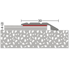 Illustration eines Übergangsprofils mit den Maßen 30 und 4 plus 2 Millimeter.