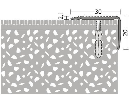 Profiltreppe mit Schraube und Dübel für Bodenbeläge