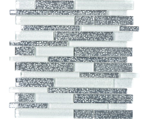 Glasmosaik XCM 8CFL 30,5x30,5 cm weiß grau