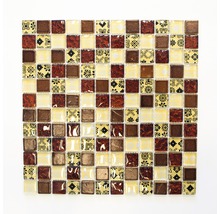 Mosaikfliese mit braunen und gemusterten Elementen