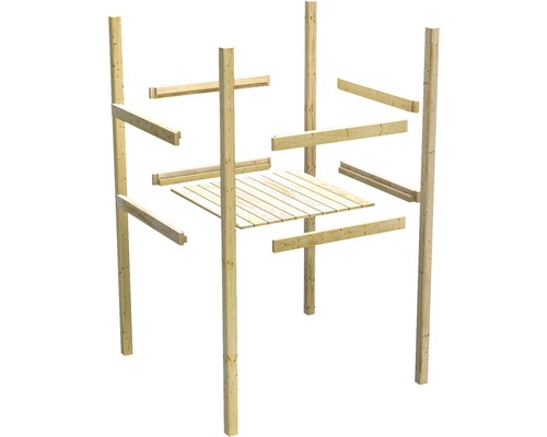 Holzkonstruktion für ein Gartenprojekt mit Pfosten und Balken