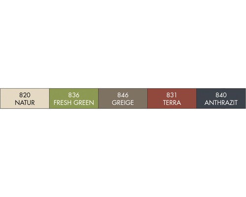 Farbauswahl: Natur, Frischgrün, Graubeige, Terra, Anthrazit