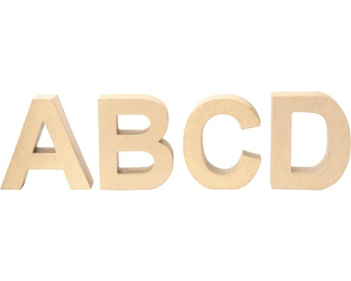Dekorative Buchstaben A, B, C und D aus Holz