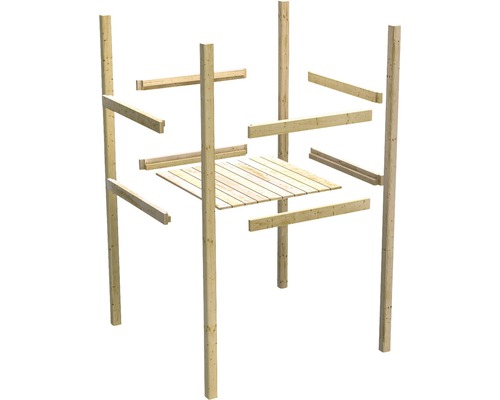 Holzkonstruktion mit Pfosten und Querstreben für den Garten