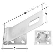 Vorreiber mit Öse und den Maßen a, b und c