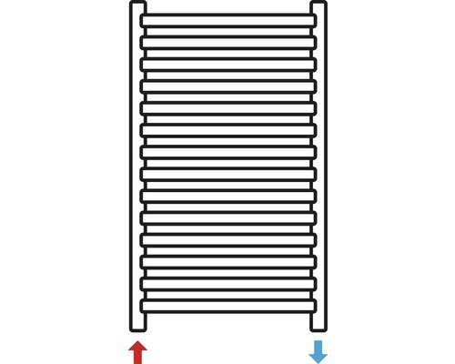 Schema eines Heizkörpers mit seitlichem Anschluss