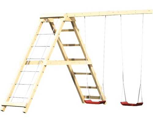 Holzschaukel mit Kletterleiter für den Garten