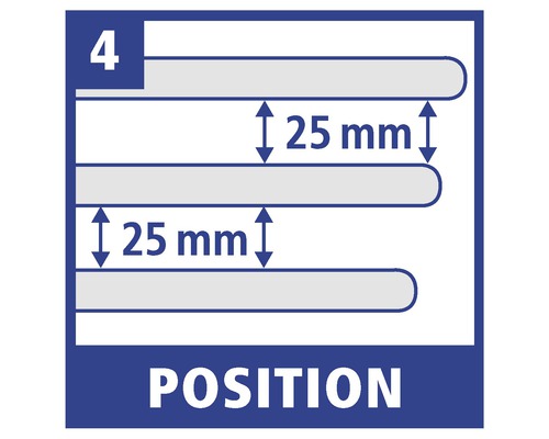 Positionsangabe mit 25 Millimeter Abstand