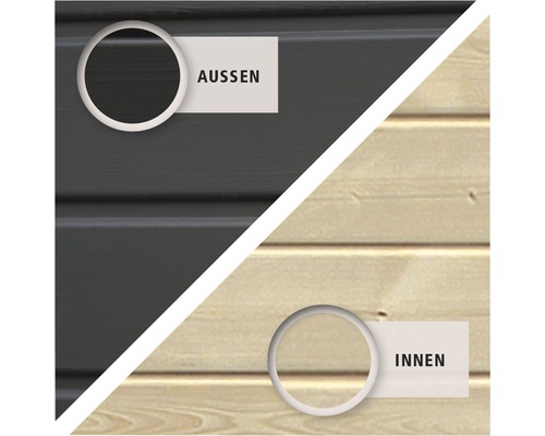 Ansicht der Aussen- und Innenseite einer Holzwand