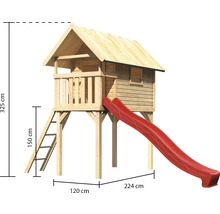 Spielhaus aus Holz mit Rutsche und Leiter, Maße 325 x 120 x 224 cm