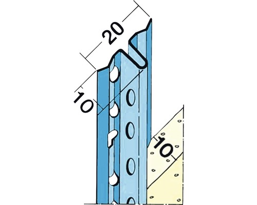 CATNIC Schnellputzprofil Stahl verzinkt für Putzstärke 10 mm 2500 mm x 21 mm