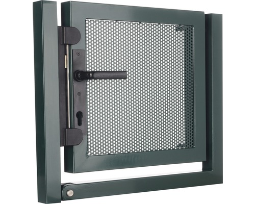 Gartentür mit Lochblechfüllung, Schloss und Türgriff