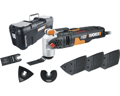 Worx Sonicrafter F50 Multifunktionswerkzeug mit Zubehör und Aufbewahrungskoffer