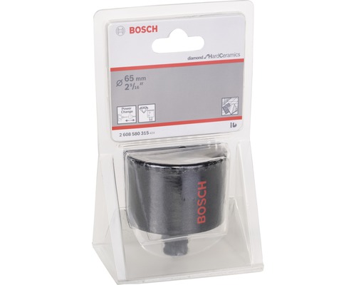 Bosch Logo. 65 Millimeter Durchmesser Fliesenlochsaege in Verpackung.