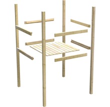 Holzterrasse im Rohbau mit Unterkonstruktion und Pfosten