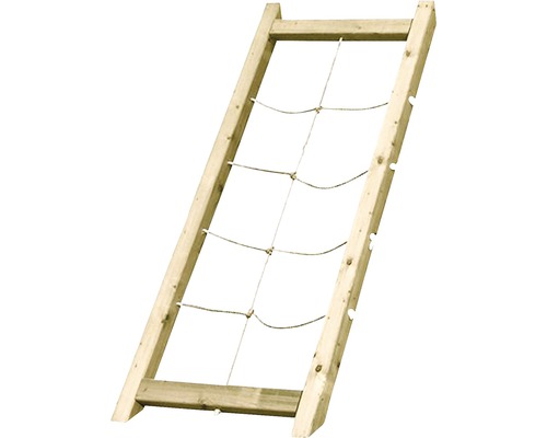 Kletternetz aus Holz und Seil für den Garten