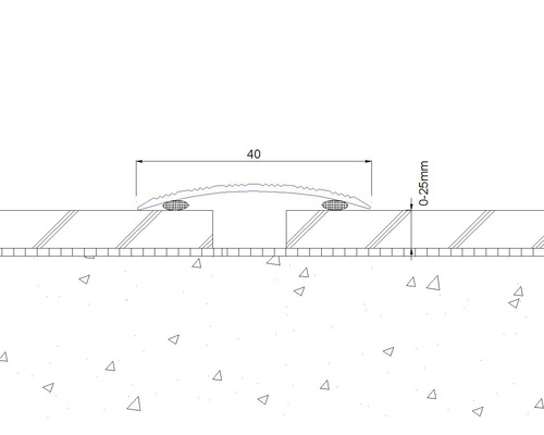 Illustration eines Übergangsprofils mit den Maßen 40 Millimeter und 0 bis 25 Millimeter