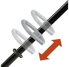 Stielverlängerung für Gartengeräte mit verstellbarem Griff und rotem Pfeil