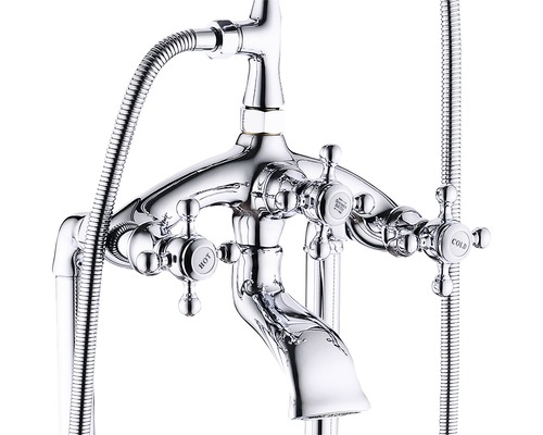 Freistehende Badewannenarmatur mit Brausegarnitur aus Metall