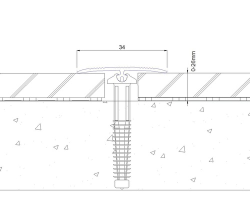 Zeichnung eines Übergangsprofils mit Größenangaben zur Veranschaulichung der Konstruktion