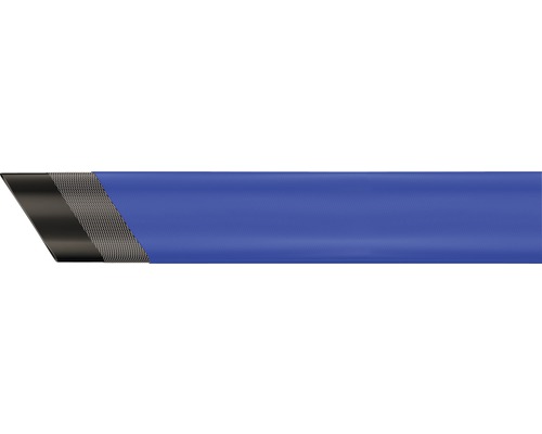 Blauer Schlauch mit Drahtgeflecht