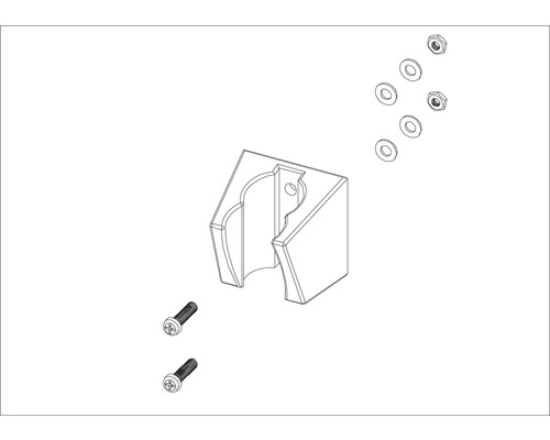 Halterung mit Schrauben und Muttern