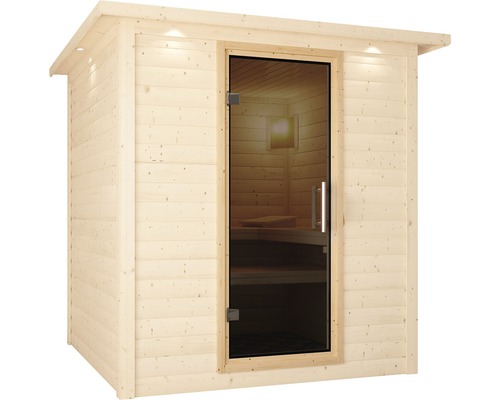Holzsauna mit Glastür