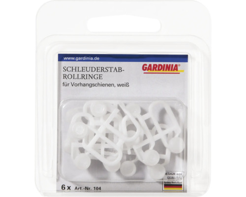Gardinia Schleuderstab-Rollringe für Vorhangschienen in Verpackung