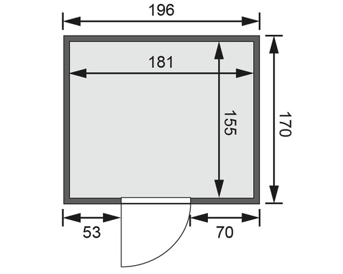 Elementsauna Karibu Sodina inkl. 9 kW Bio Ofen u.ext.Steuerung ohne Dachkranz mit graphitfarbiger Ganzglastüre